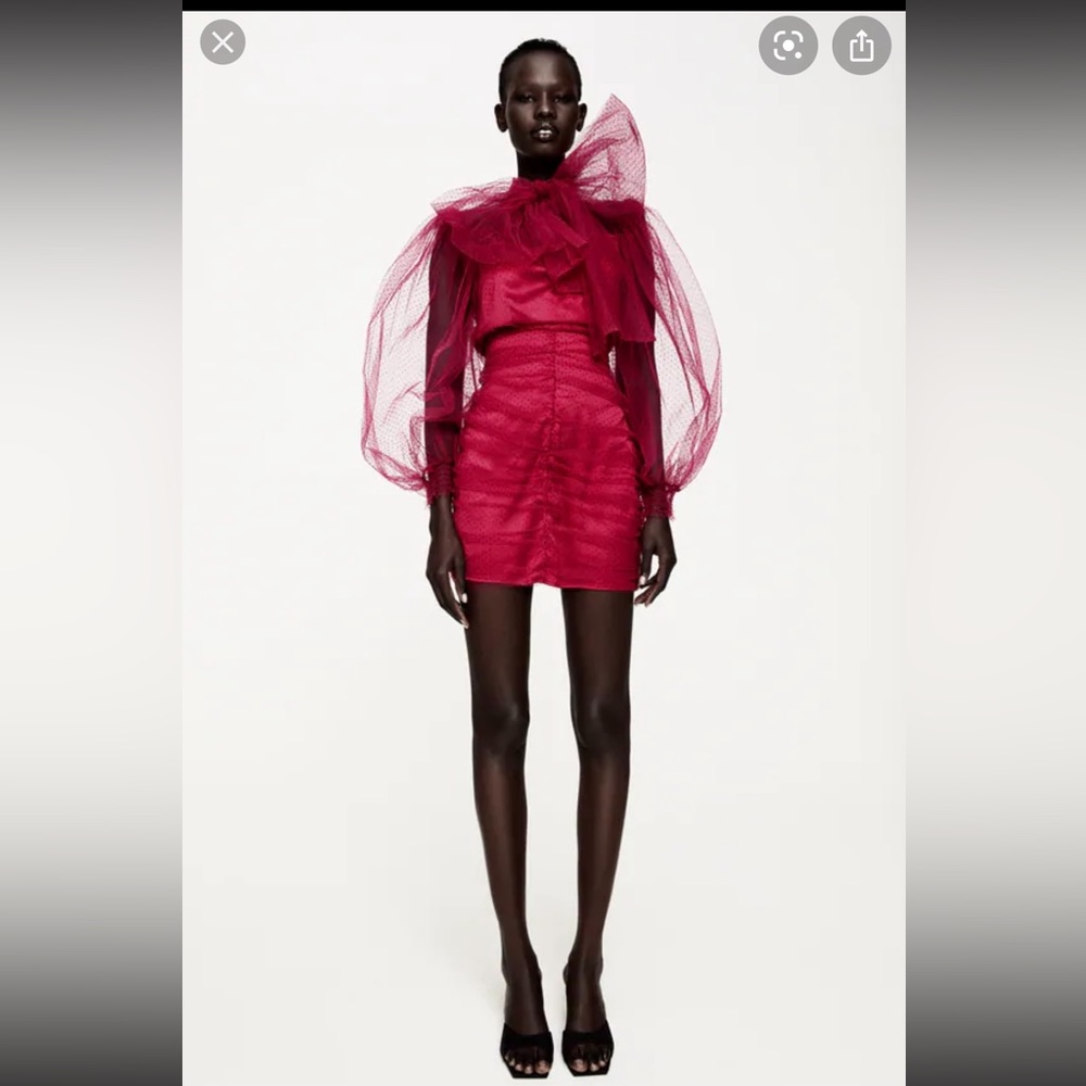 COPY - Zara Organza dress Pink bow